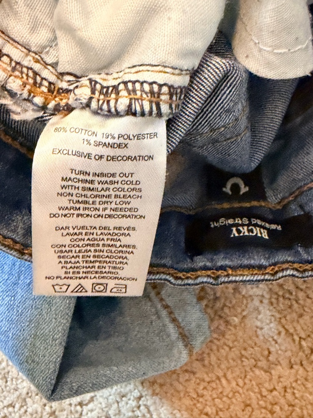 True Religion Ricky Relaxed Straight Cargo Jeans | Kids Size 10 🔥Unisex Fit - Picture 12 of 13